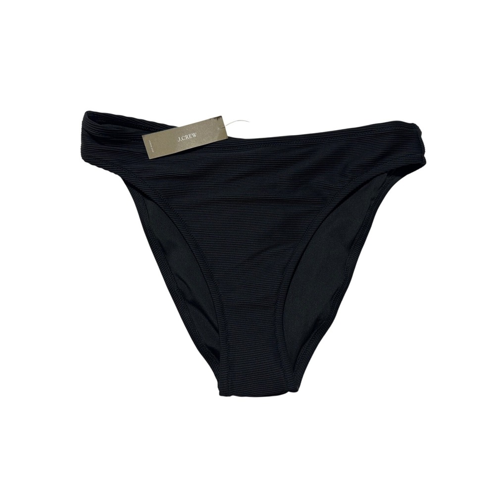 J.Crew Black High-Waisted Ribbed Swim Bikini Bottom - Size S - NWT - BW021